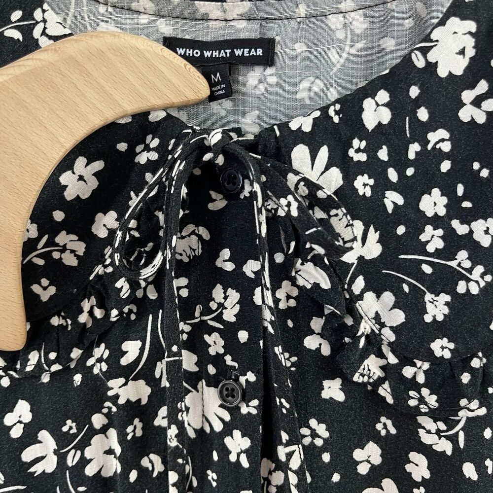 Floral Cottagecore Midi Dress M Pockets Button Front Who What Wear - Picture 3 of 11